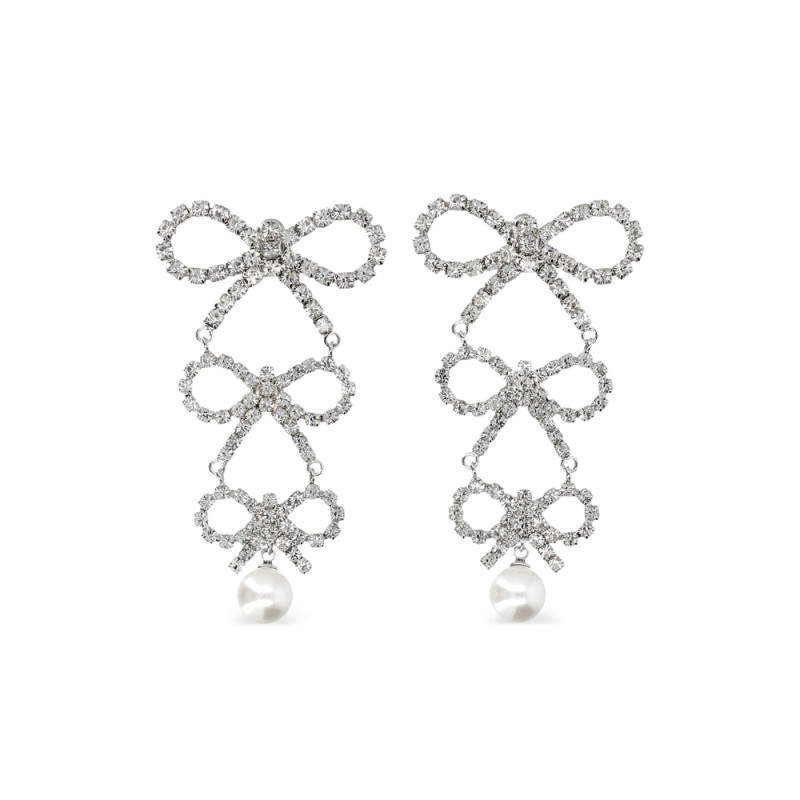 Self-portrait Tiered Crystal-bow Earrings