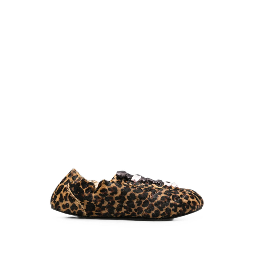 Repetto Leopard-print Lace-up Ballet Flats