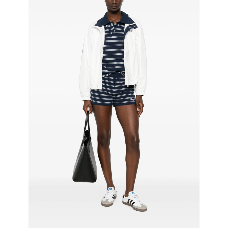 Sporty & Rich Signature Logo Striped Short-sleeve Polo Shirt