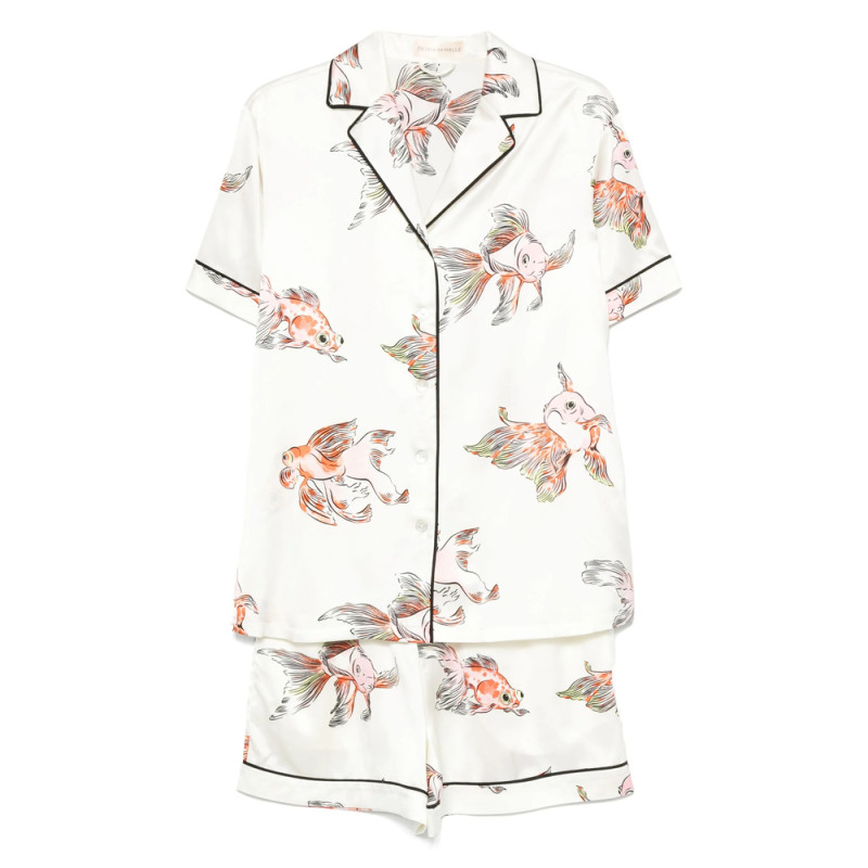 Olivia Von Halle Graphic-print Silk Shorts