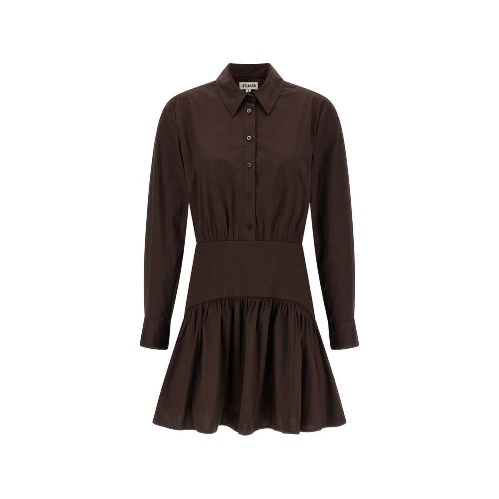 Staud Rocco Button Long-sleeve Midi Dress