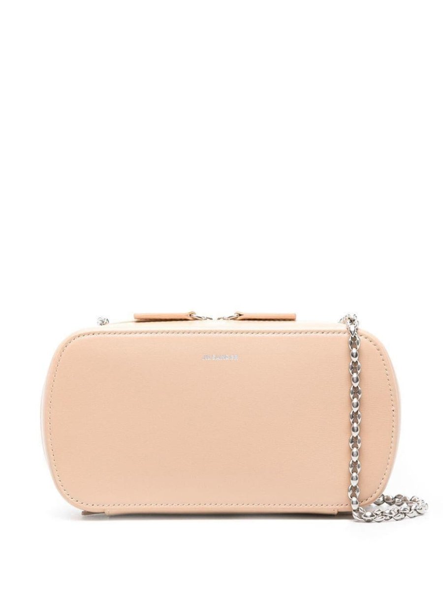 logo-print leather shoulder bag