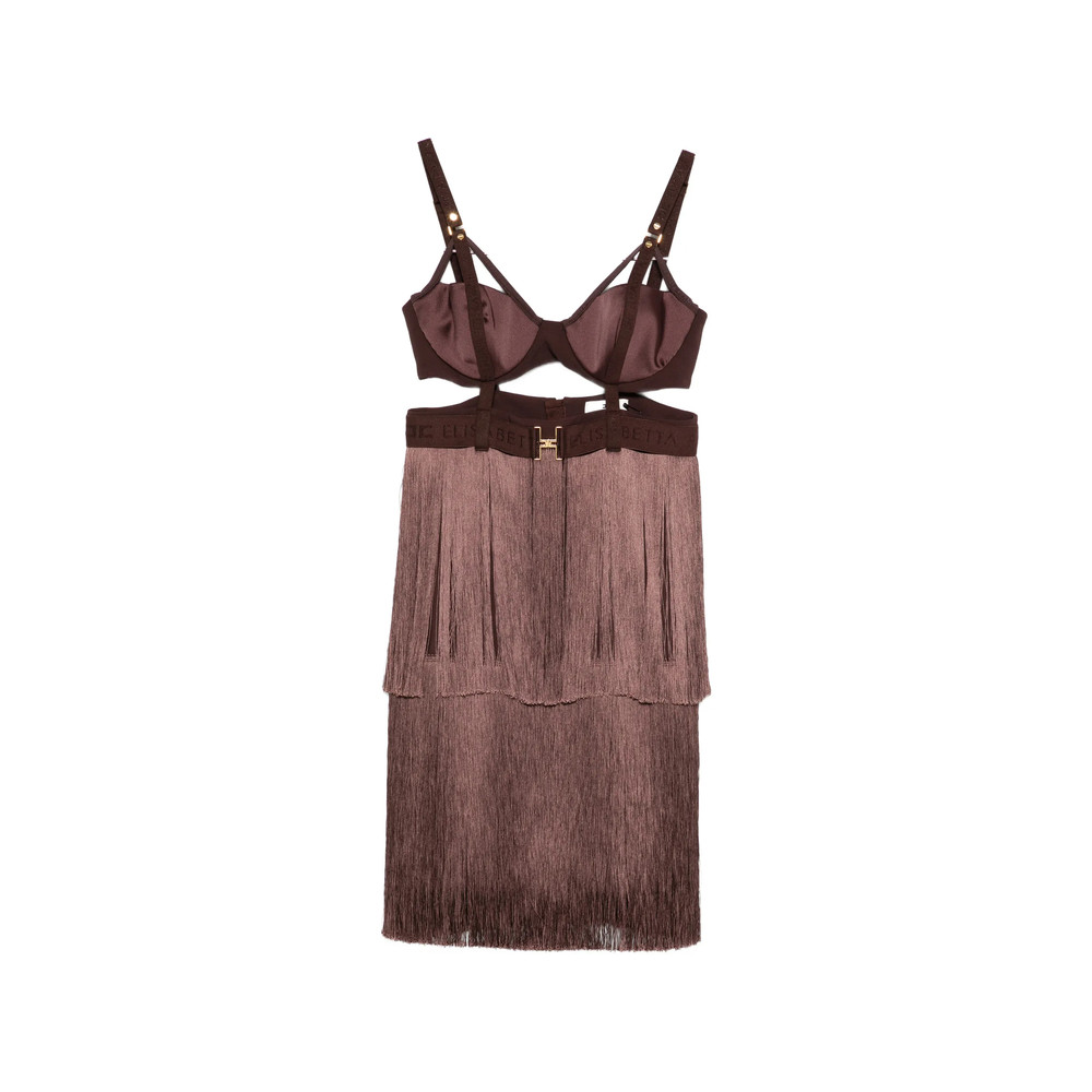 Elisabetta Franchi Fringe Bra Dress