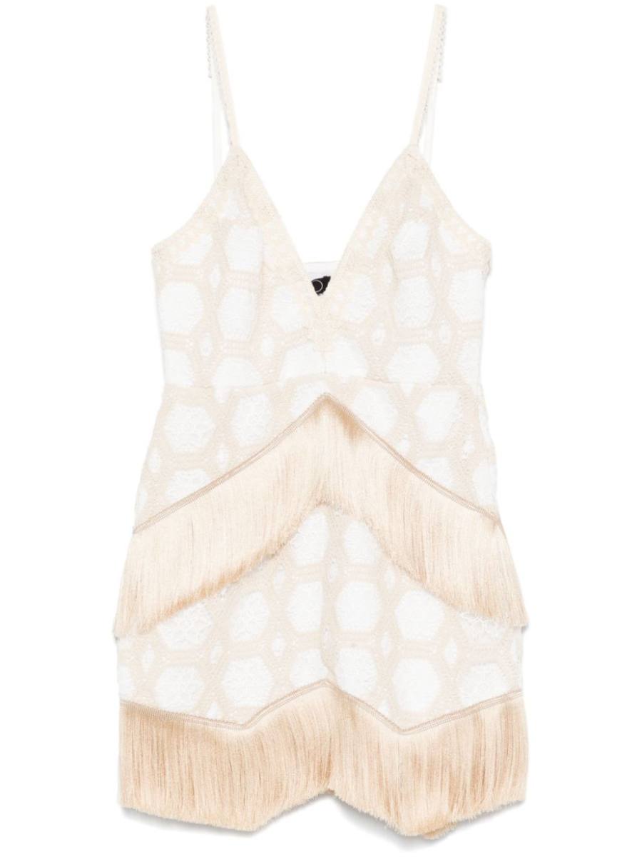 crochet plunge mini dress