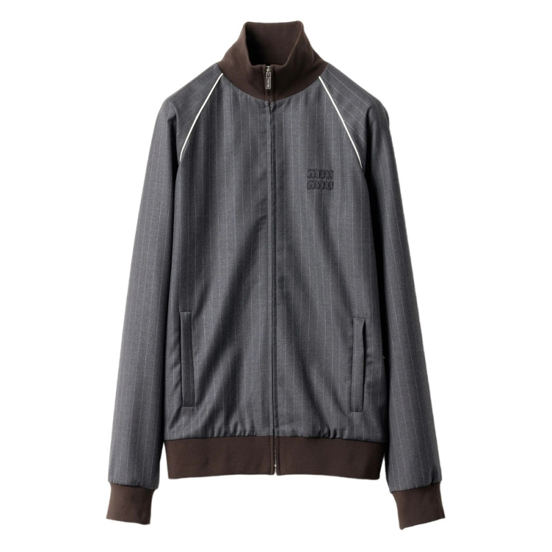 Miu Miu Pinstripe Zipped Blouson