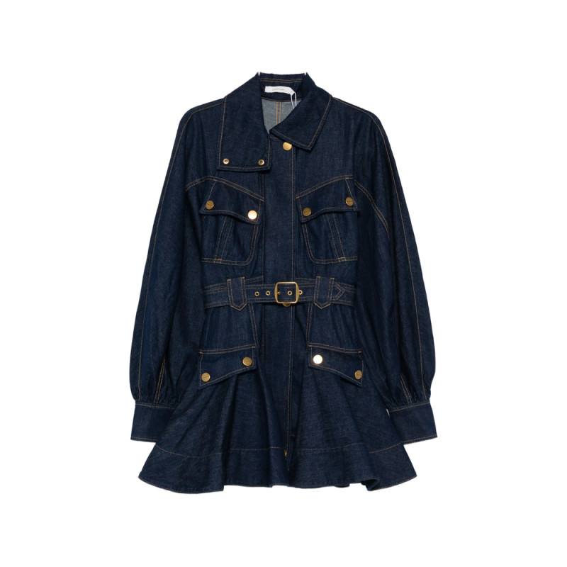 Zimmermann Luna Denim Button Belted Dress