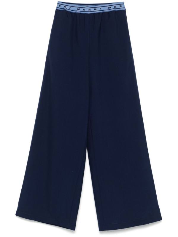 logo-band wool trousers