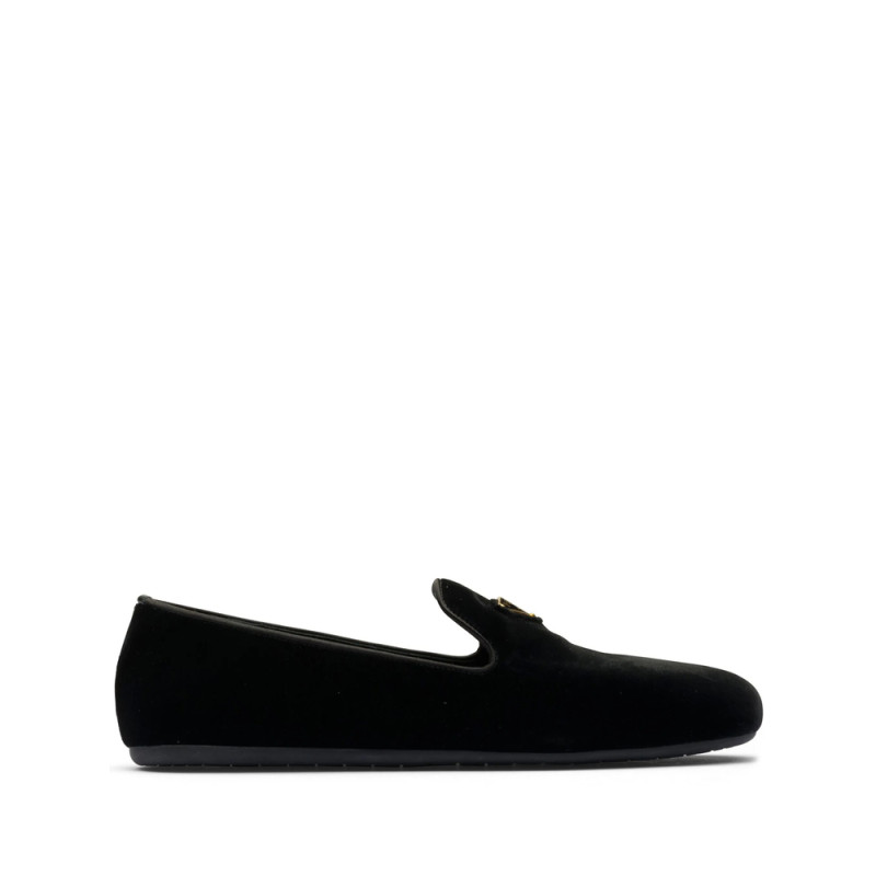 Prada Triangle-logo Velvet Loafers