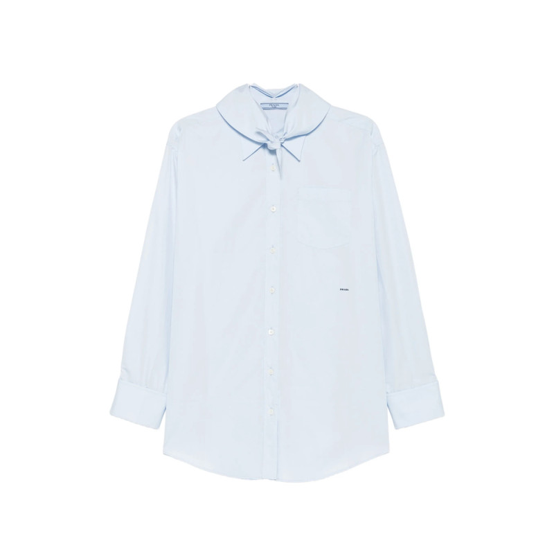 Prada Twist-detail Logo-patch Shirt