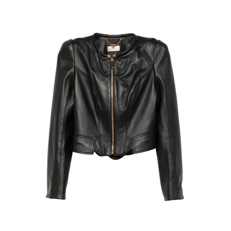 Elisabetta Franchi Peplum-hem Leather Jacket
