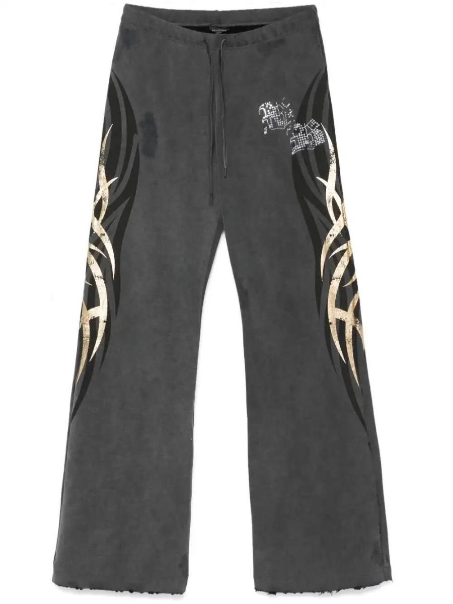rhinestone-logo track pants