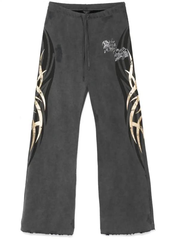 rhinestone-logo track pants