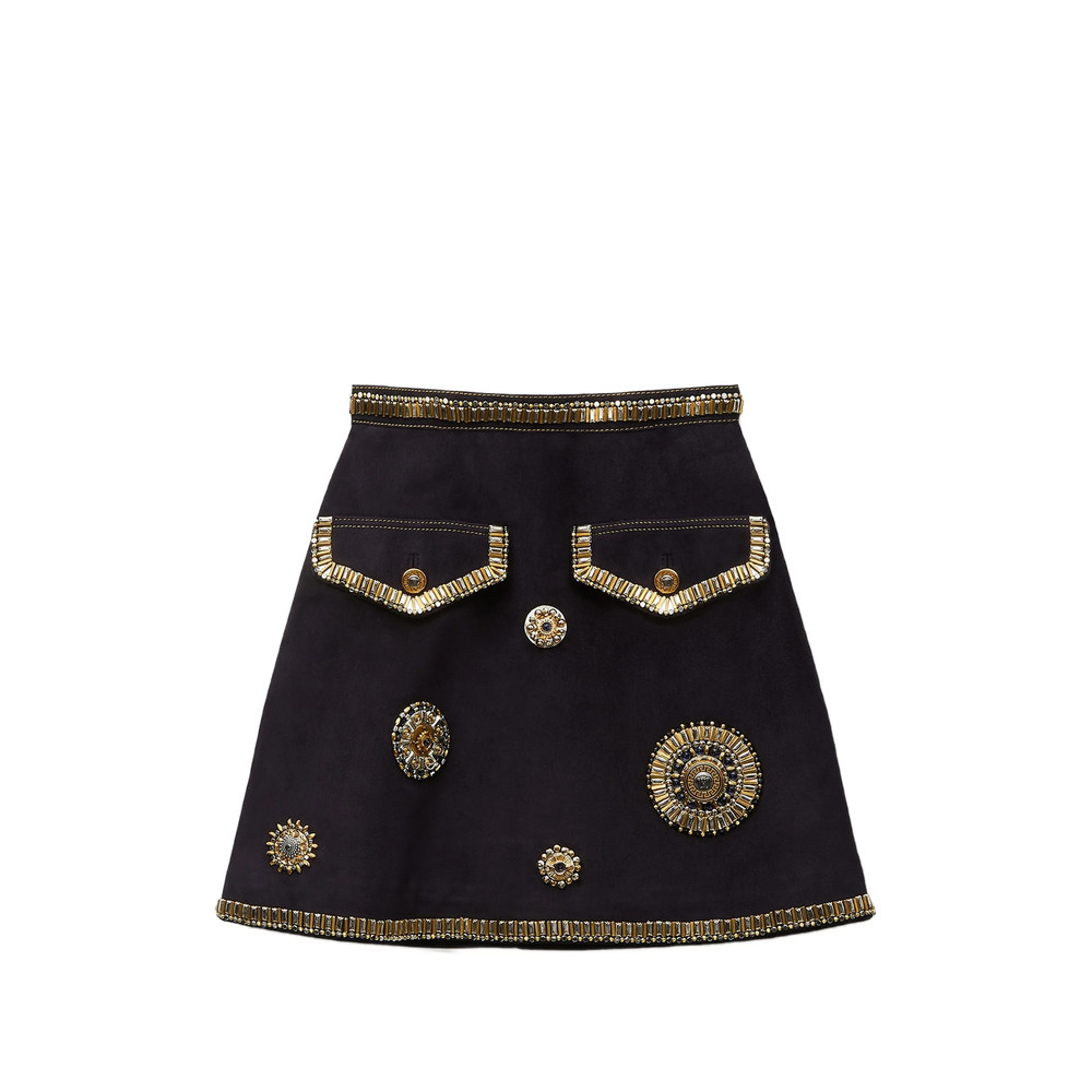 Versace Embroidered Suede Mini Skirt