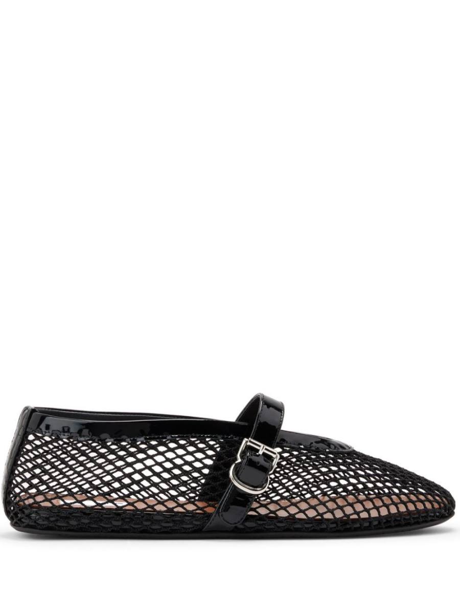 fishnet ballerina flats