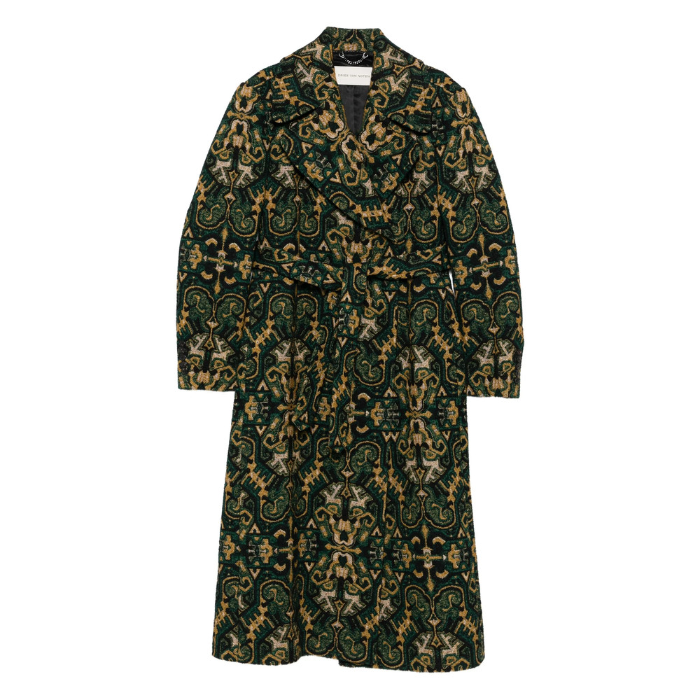 Dries Van Noten Belted Patterned Coat