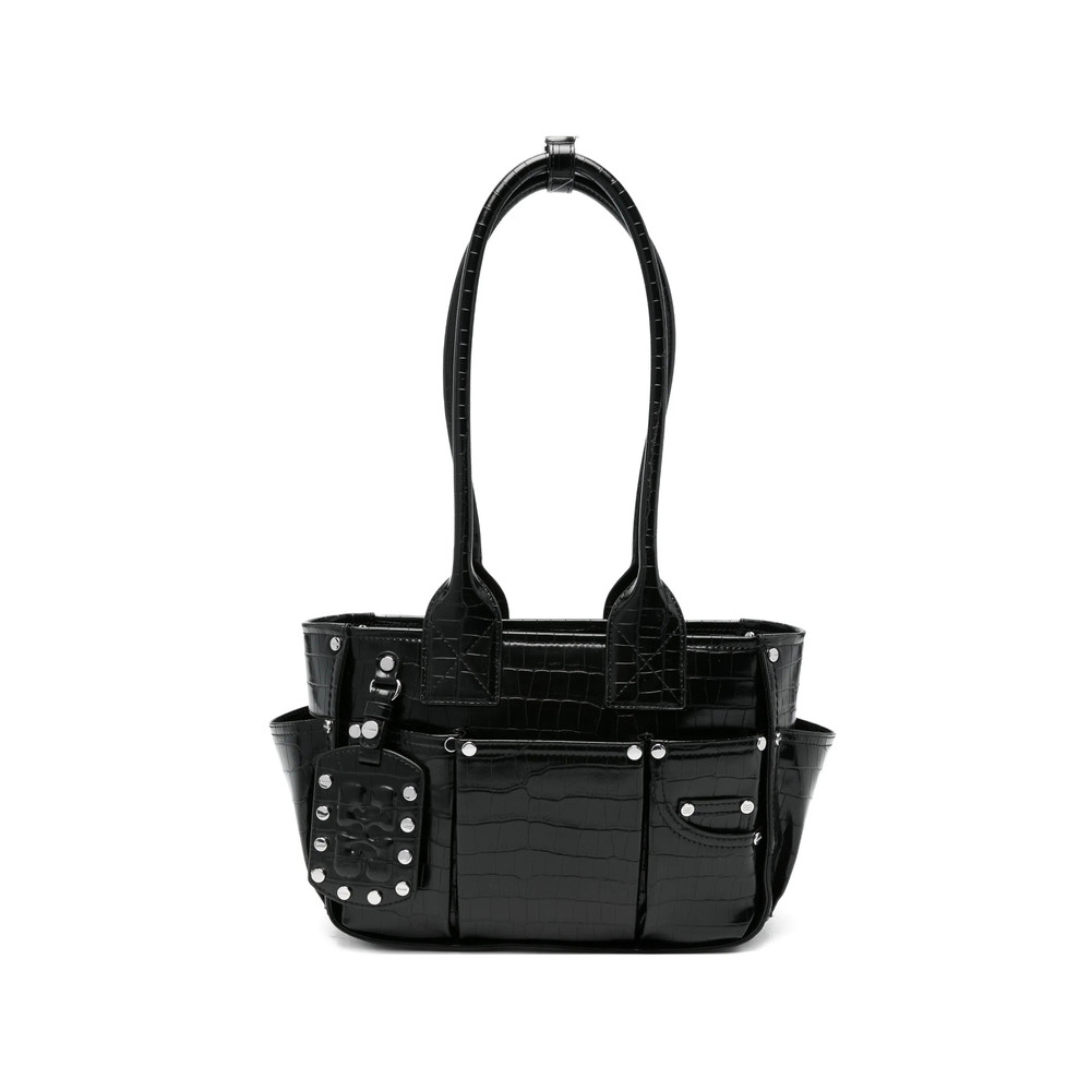 Ganni Crocodile-effect Studded Tote Bag