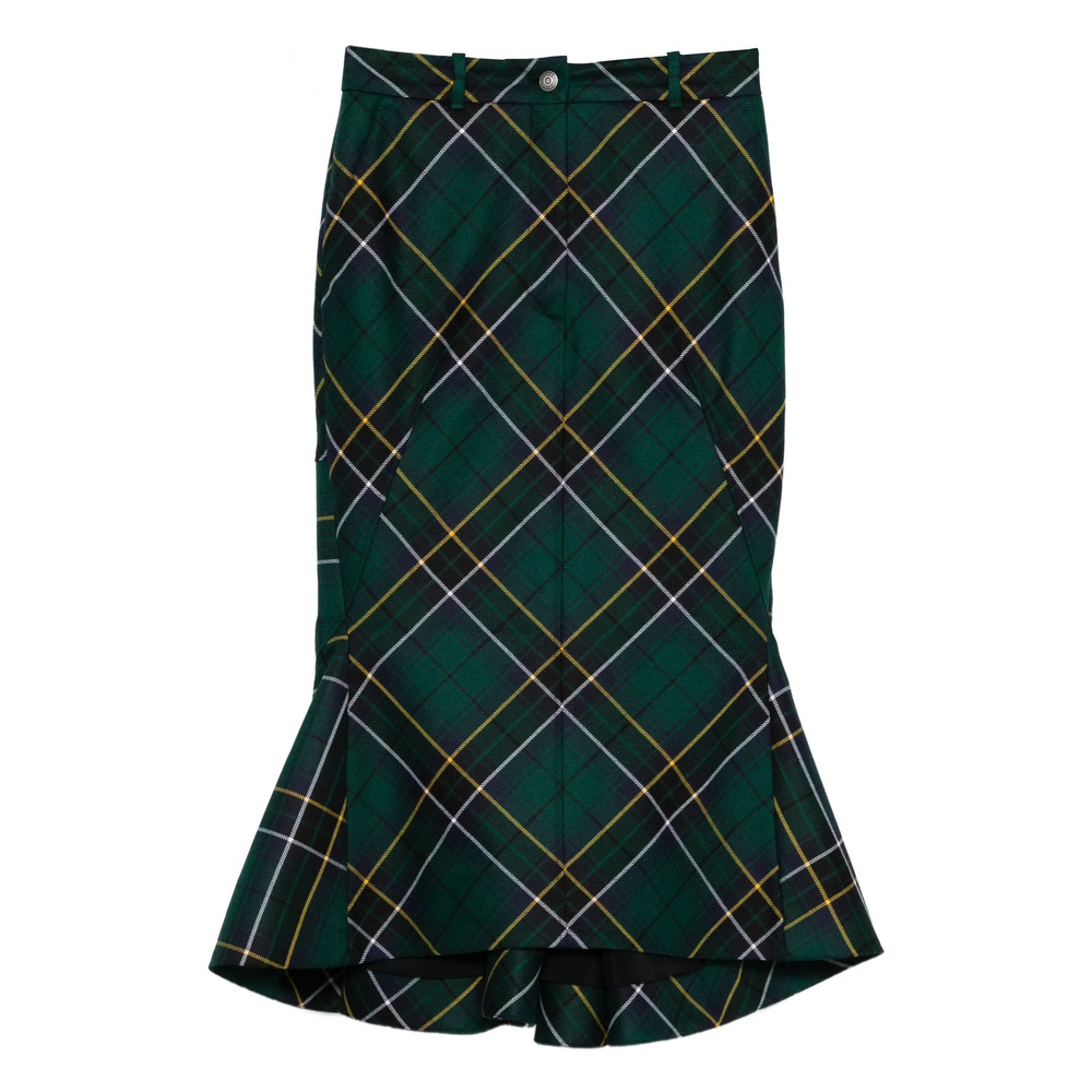 Alexander Mcqueen Kickback-detail Plaid Skirt