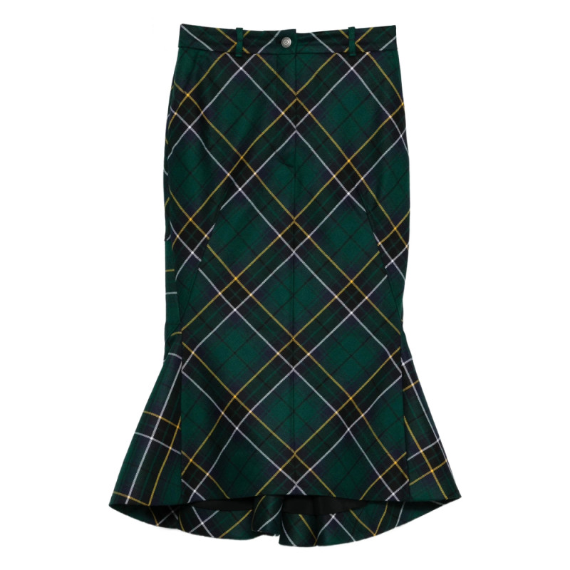 Alexander Mcqueen Kickback-detail Plaid Skirt