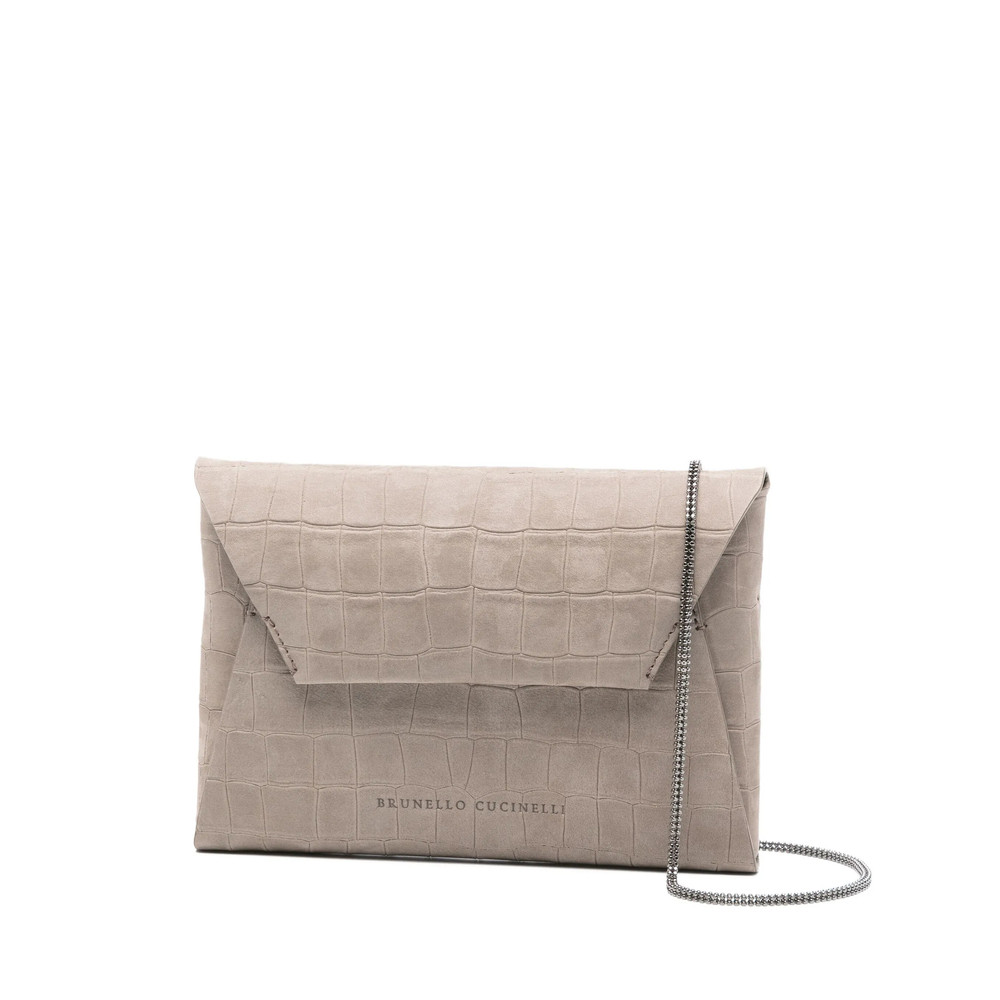 Brunello Cucinelli Crocodile-embossed Chain Clutch Bag