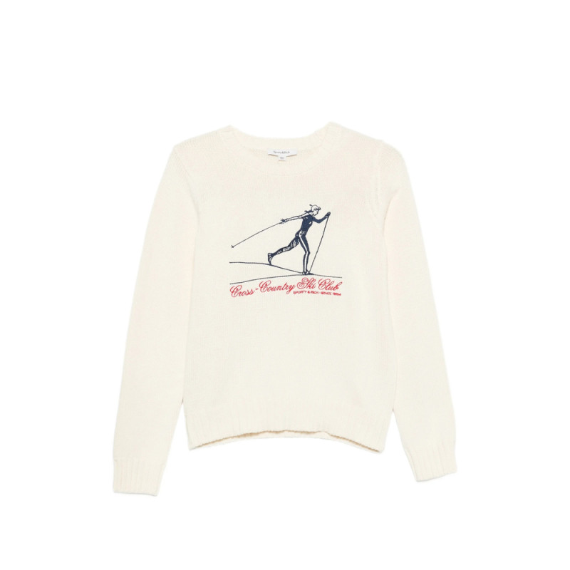 Sporty & Rich Graphic-print Ribbed-trim Sweater