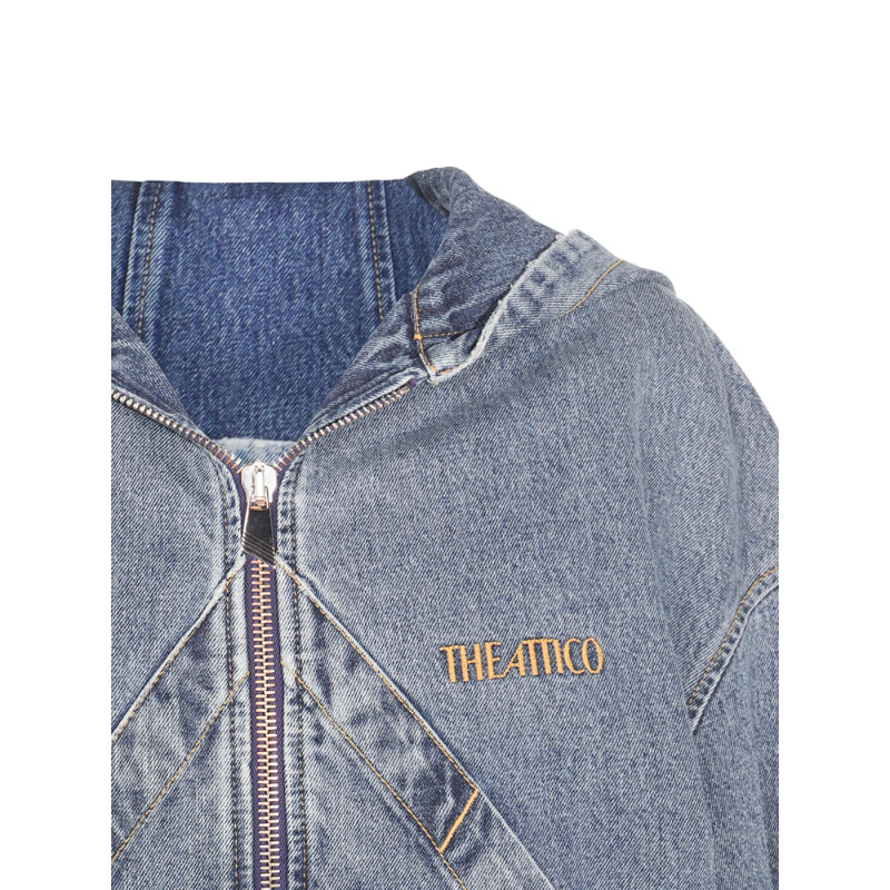 The Attico Hooded Denim Bomber Jacket