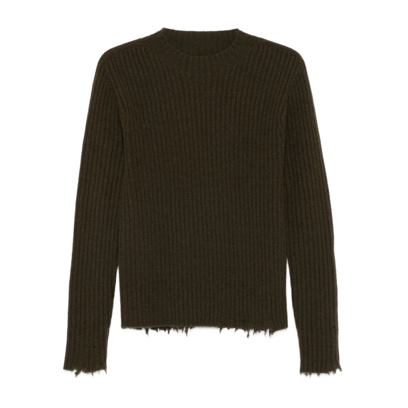 Uma Wang Ribbed Frayed-edge Jumper