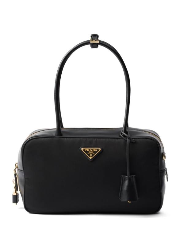 medium re-nylon and leather tote bag