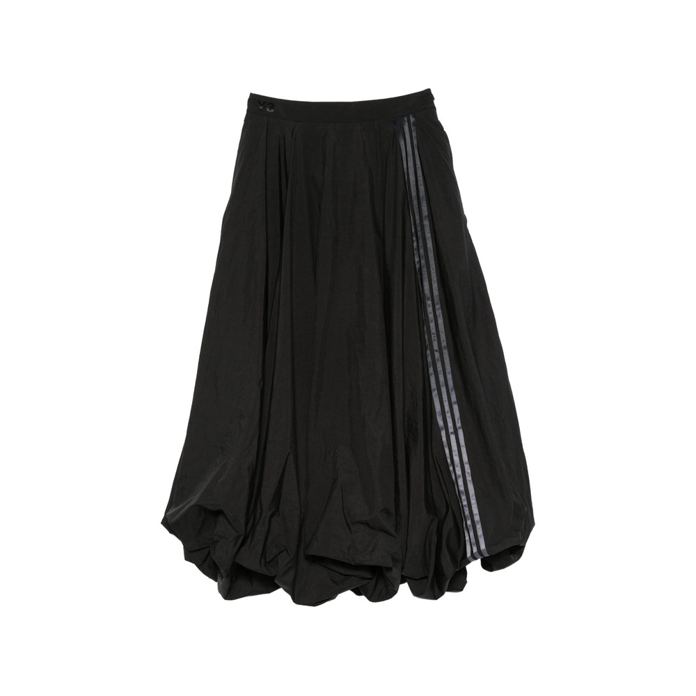 Y-3 GRD 3S BLN Three-stripe Bubble-hem Maxi Skirt