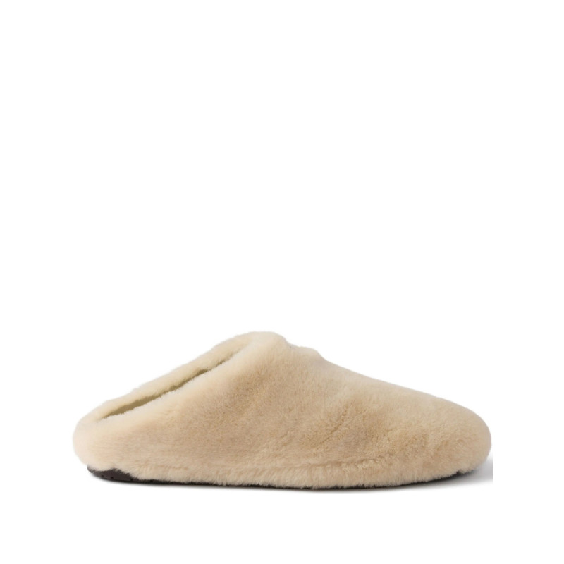 Prada Triangle-logo Shearling Mules