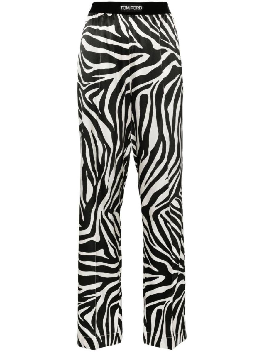 zebra-print silk trousers