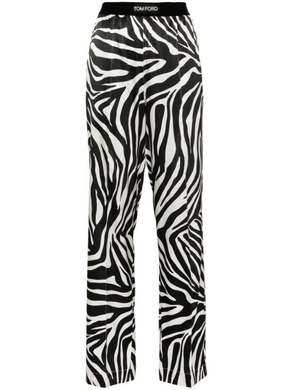 zebra-print silk trousers