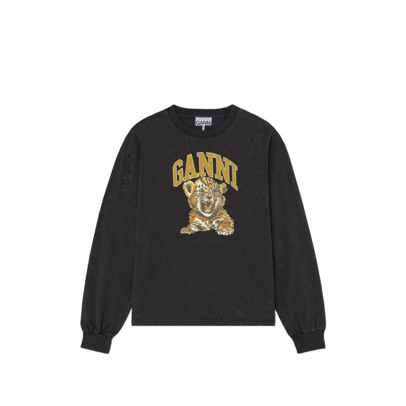 Ganni Tiger-print Long-sleeve T-shirt