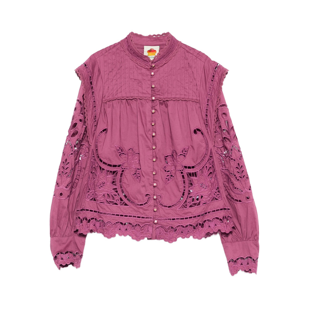 Farm Rio Floral-cut-out Scalloped Shirt