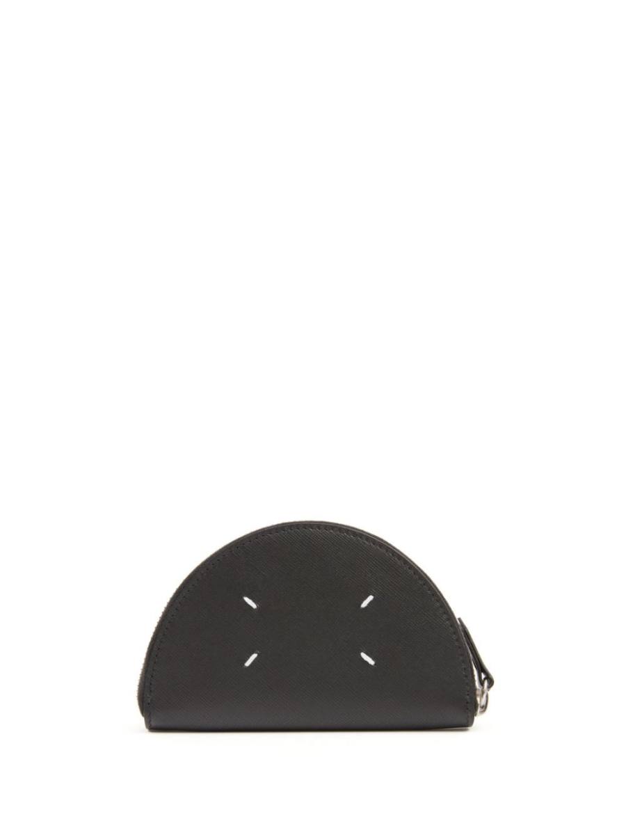 micro Halfmoon leather clutch