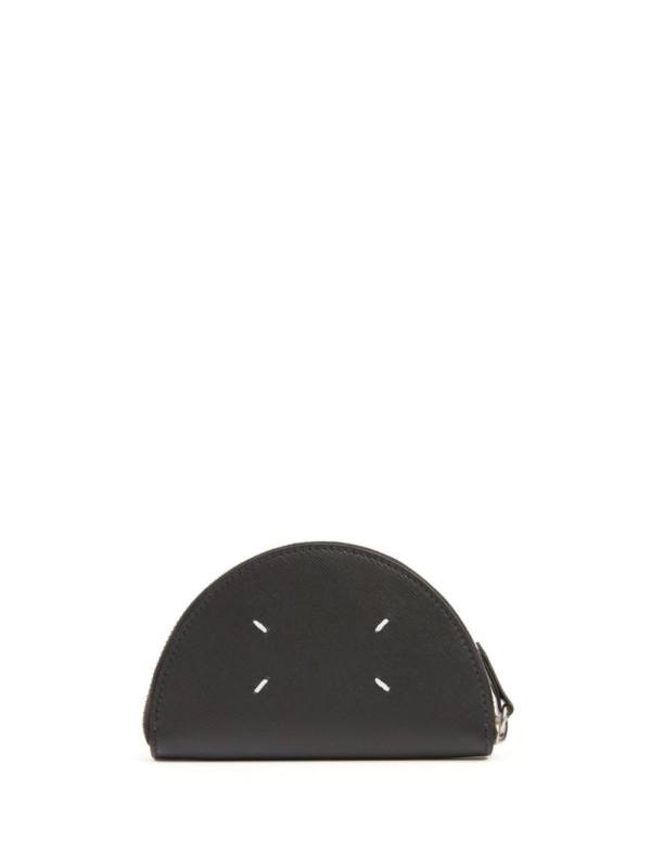 micro Halfmoon leather clutch