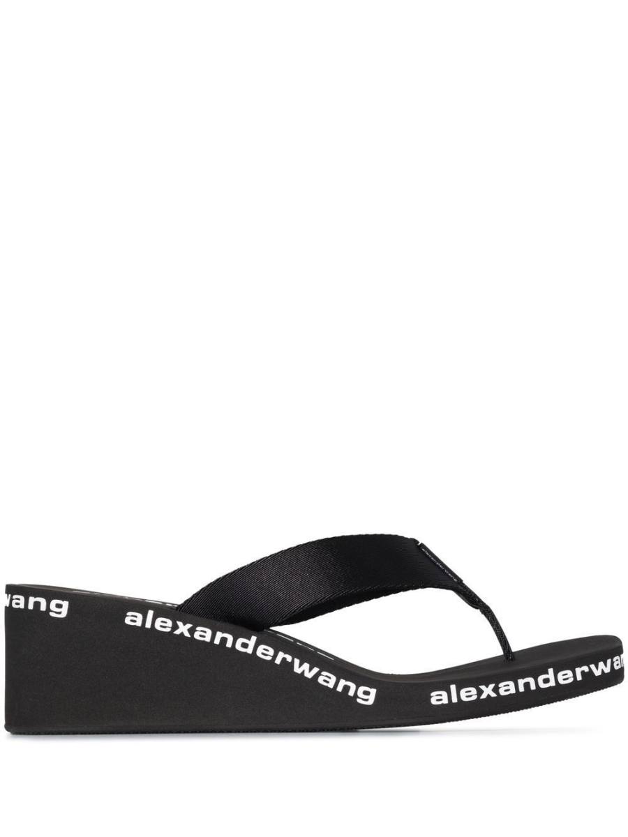 logo-print wedge flip flops