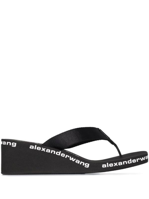 logo-print wedge flip flops