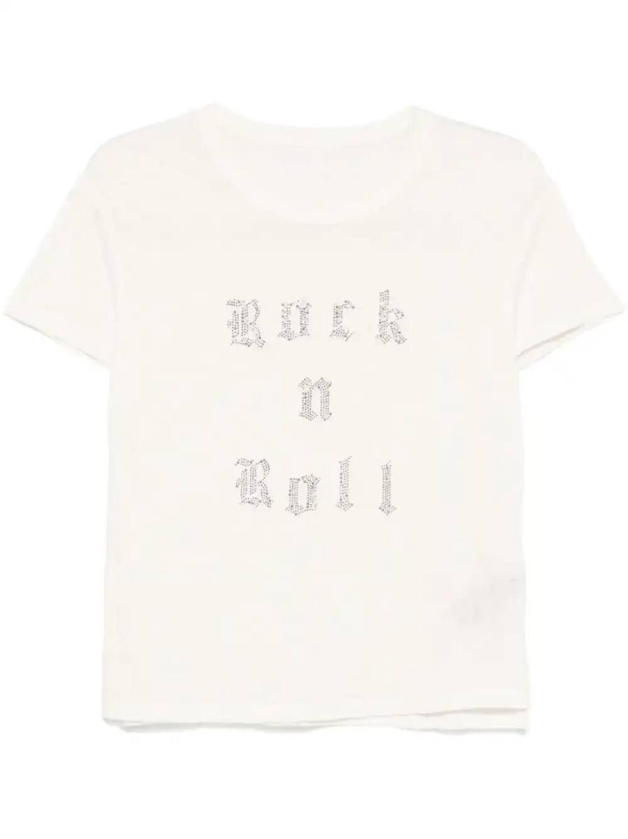 rhinestone-slogan T-shirt