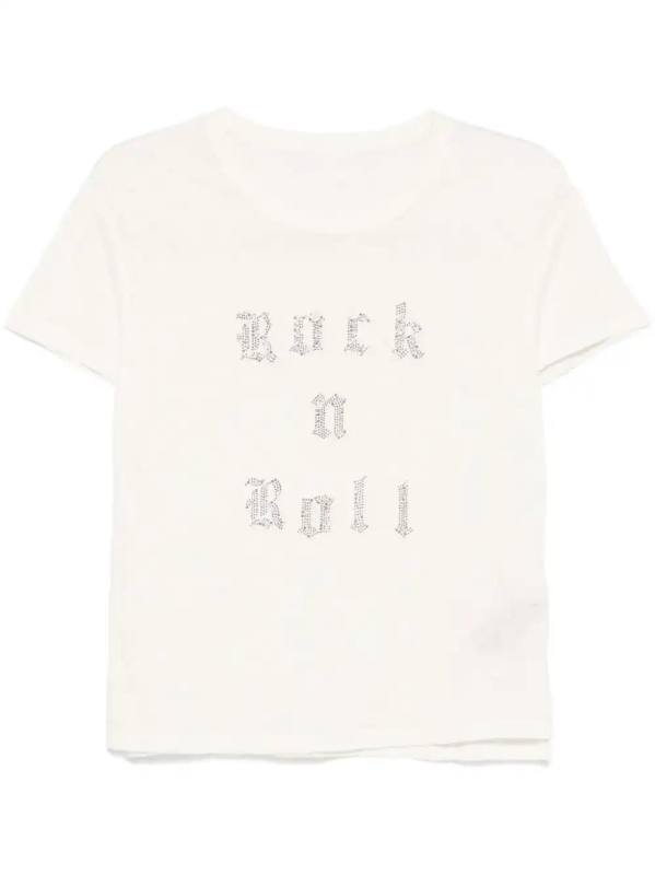 rhinestone-slogan T-shirt