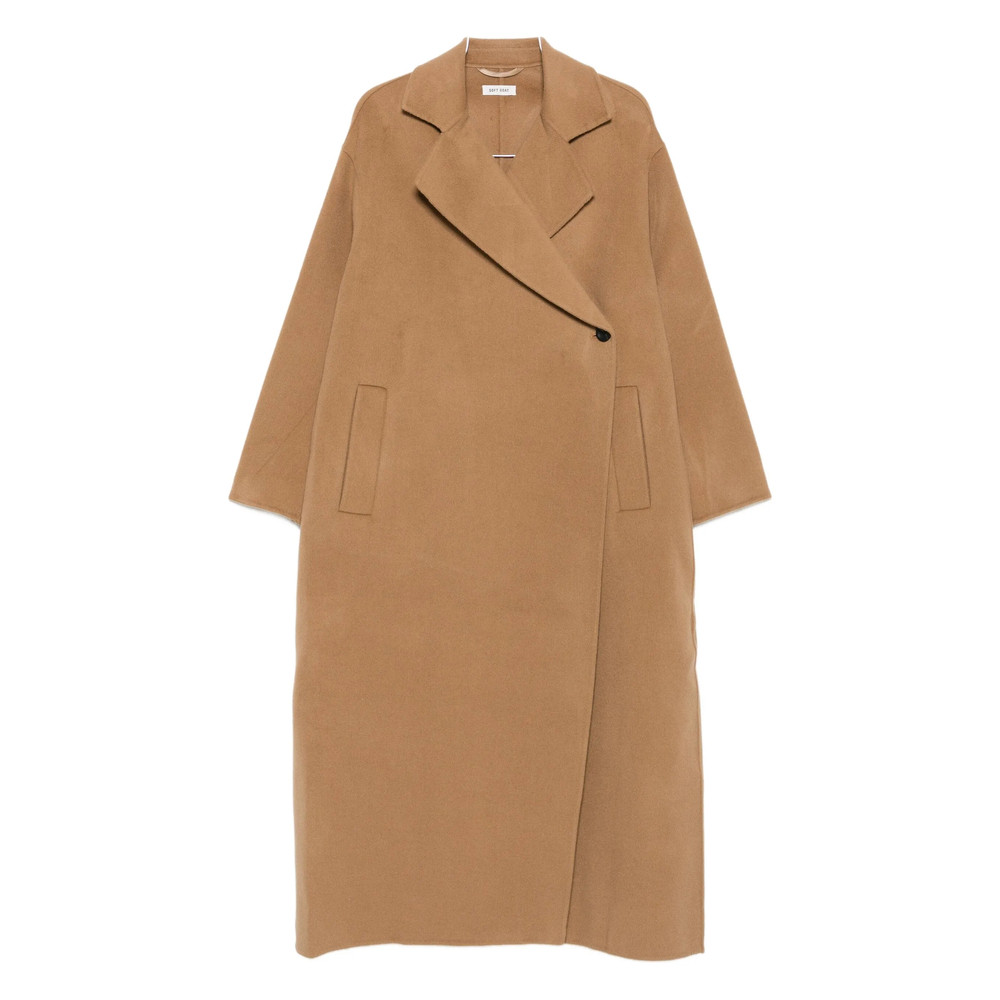 Soft Goat Double-breasted Patch-pocket Coat