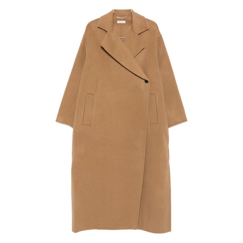 Soft Goat Double-breasted Patch-pocket Coat