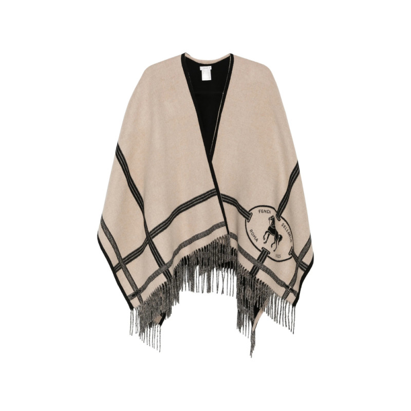 Fendi Fringe-trimmed Striped Poncho