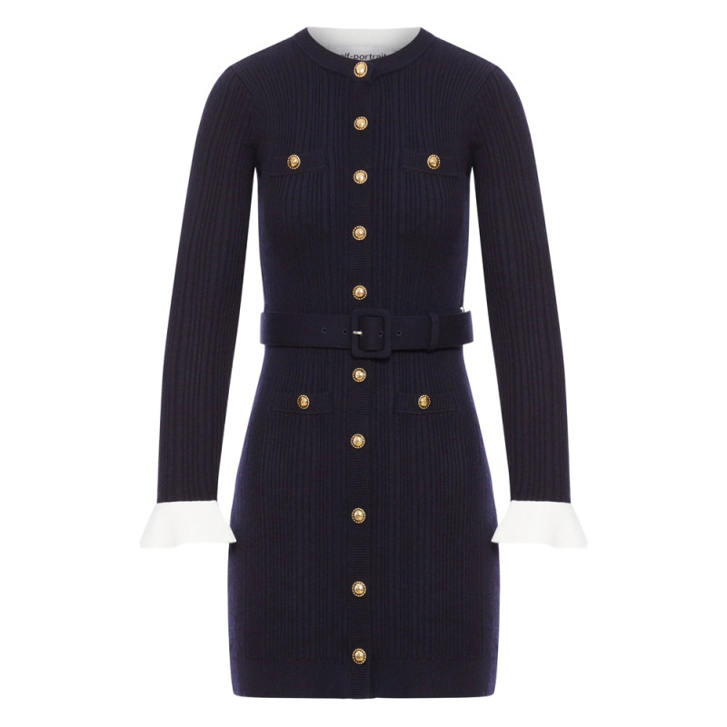 Self-portrait Ribbed Button-front Dress