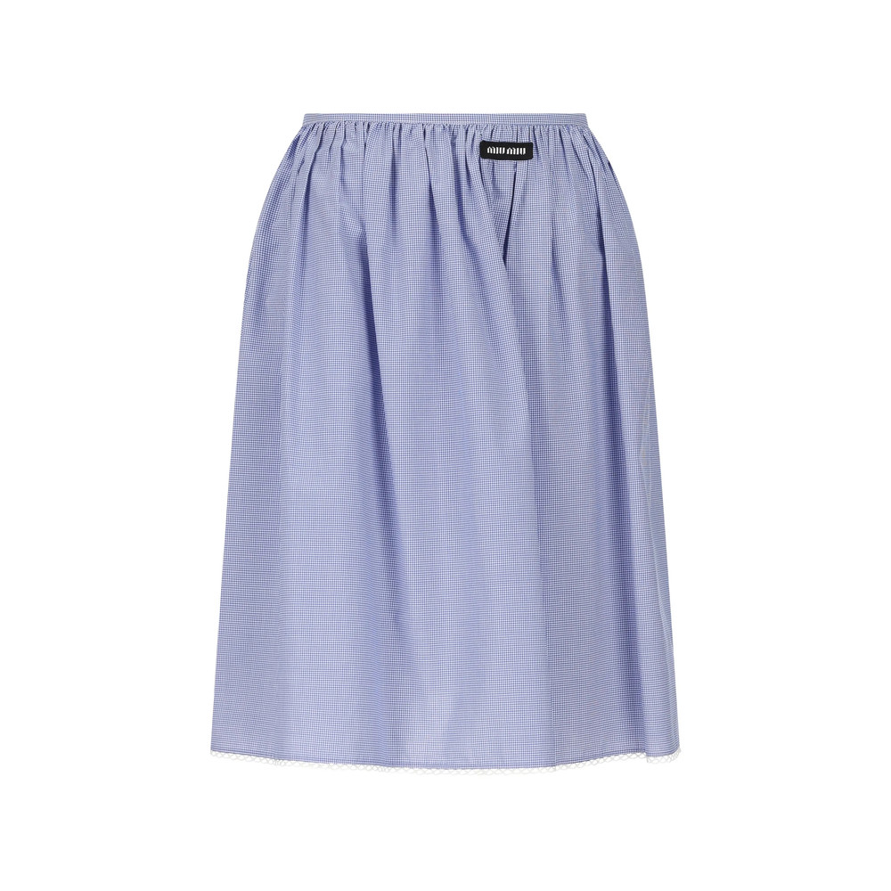 Miu Miu Gathered-waist Logo Midi Skirt