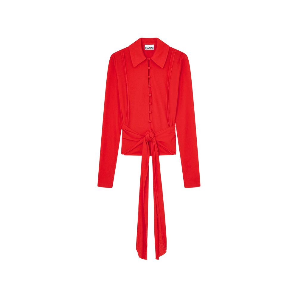 Ganni Tie-detail Button-up Shirt