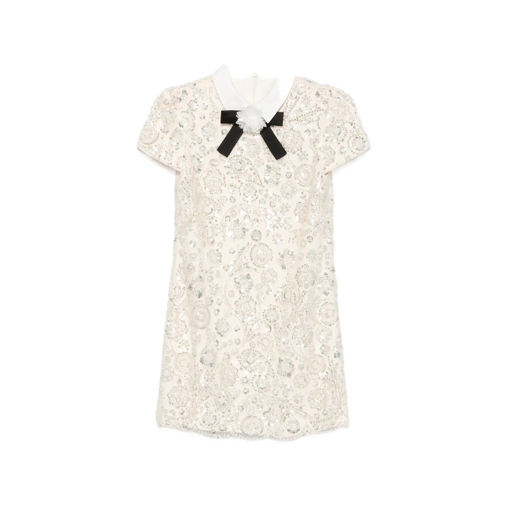 Self-portrait Sequin-embellished Bow-detail Mini Dress