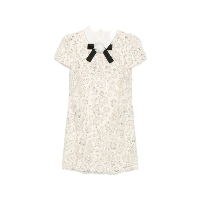 Self-portrait Sequin-embellished Bow-detail Mini Dress