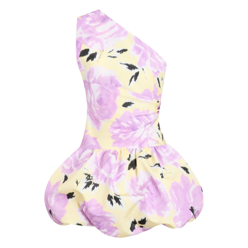 Patou One-shoulder Floral Mini Dress