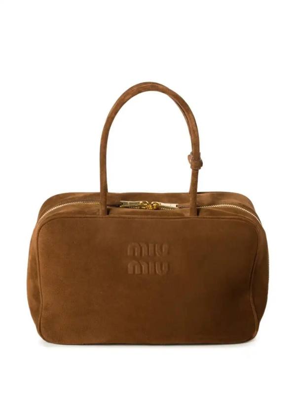 Beau logo-debossed suede bag