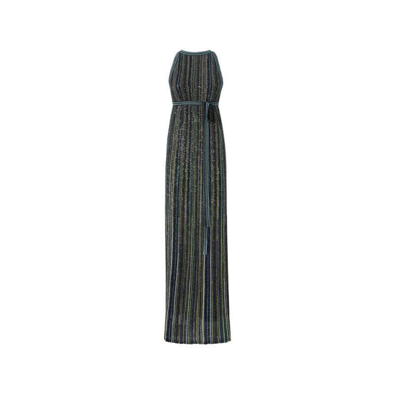 Missoni Long Striped Knit Dress With Sequins